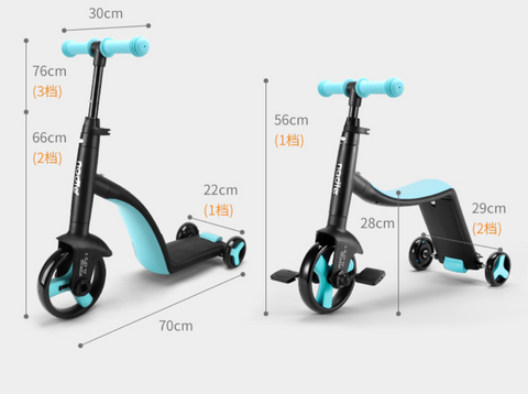3 in 1 Kick scooter for kids with seating 3 wheels