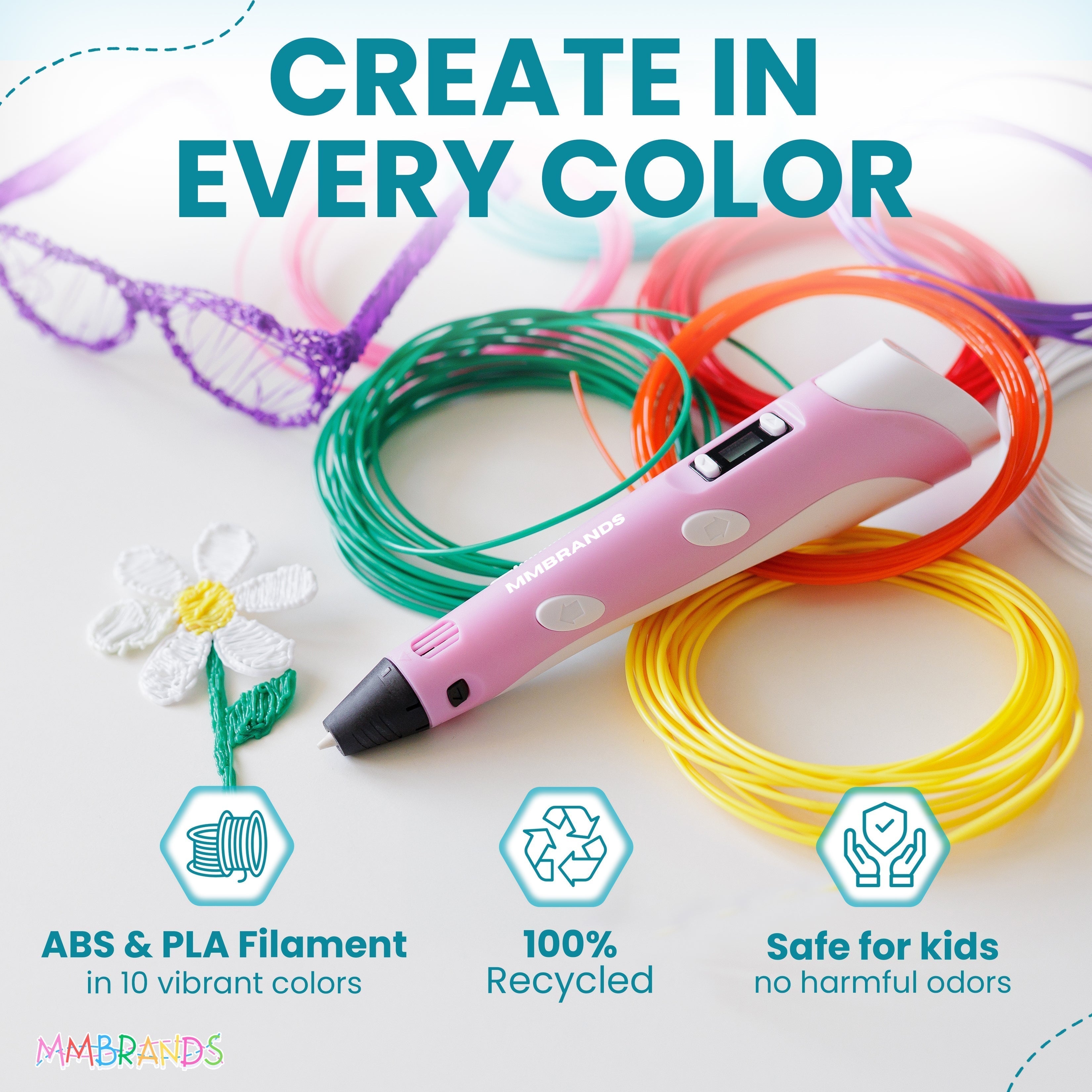 3D Pen Starter Pack - 10 Colors Filament