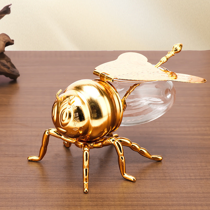 Bee Shaped Honey Jar With Spoon Versatile Novelty Container Condiment Pot Kitche