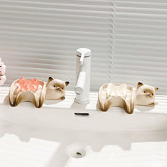 Cat-shaped ceramic soap holder