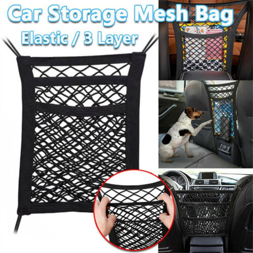 3 Layer Car Storage Net Bag Cargo Elastic Seat Mesh Organizer Holder Pocket US