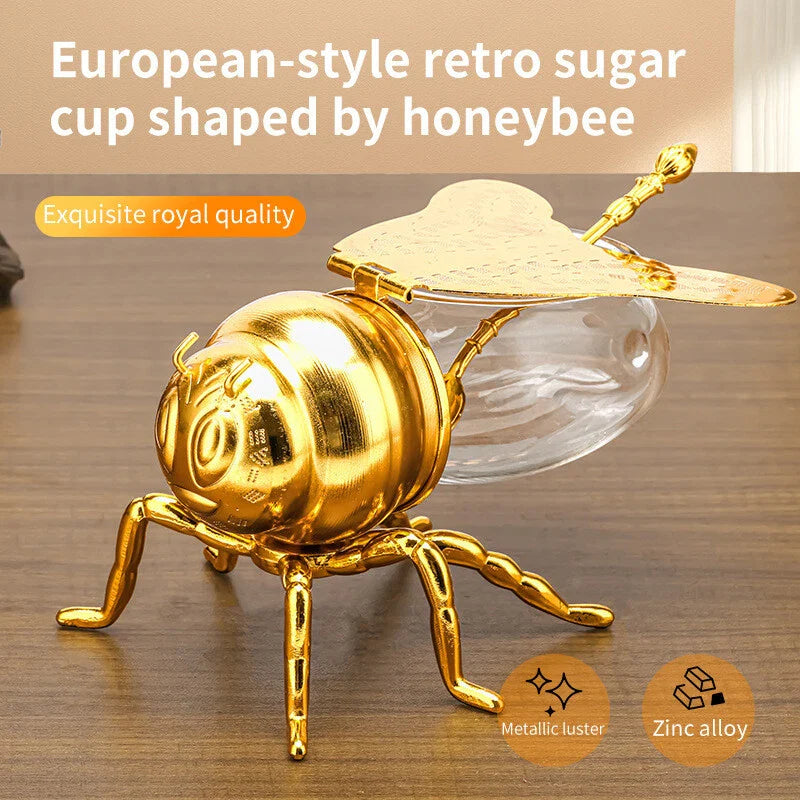 Bee Shaped Honey Jar With Spoon Versatile Novelty Container Condiment Pot Kitche