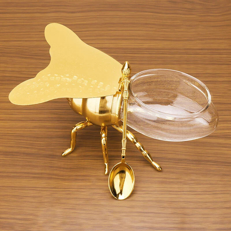 Bee Shaped Honey Jar With Spoon Versatile Novelty Container Condiment Pot Kitche
